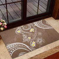 Polynesia Tribal Rubber Doormat Mocha Plumeria Tentacles