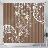 Polynesia Tribal Shower Curtain Mocha Plumeria Tentacles