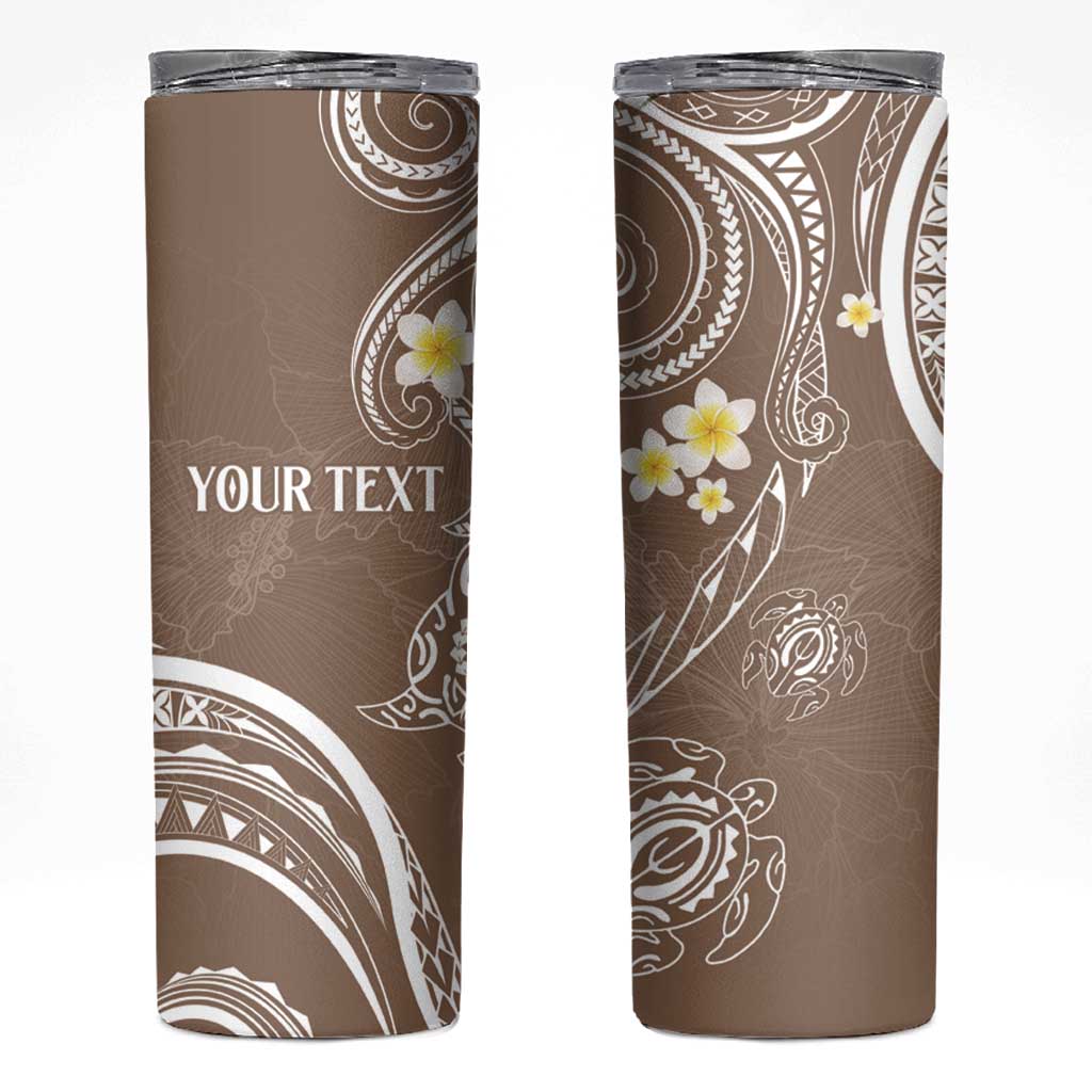 Polynesia Tribal Skinny Tumbler Mocha Plumeria Tentacles