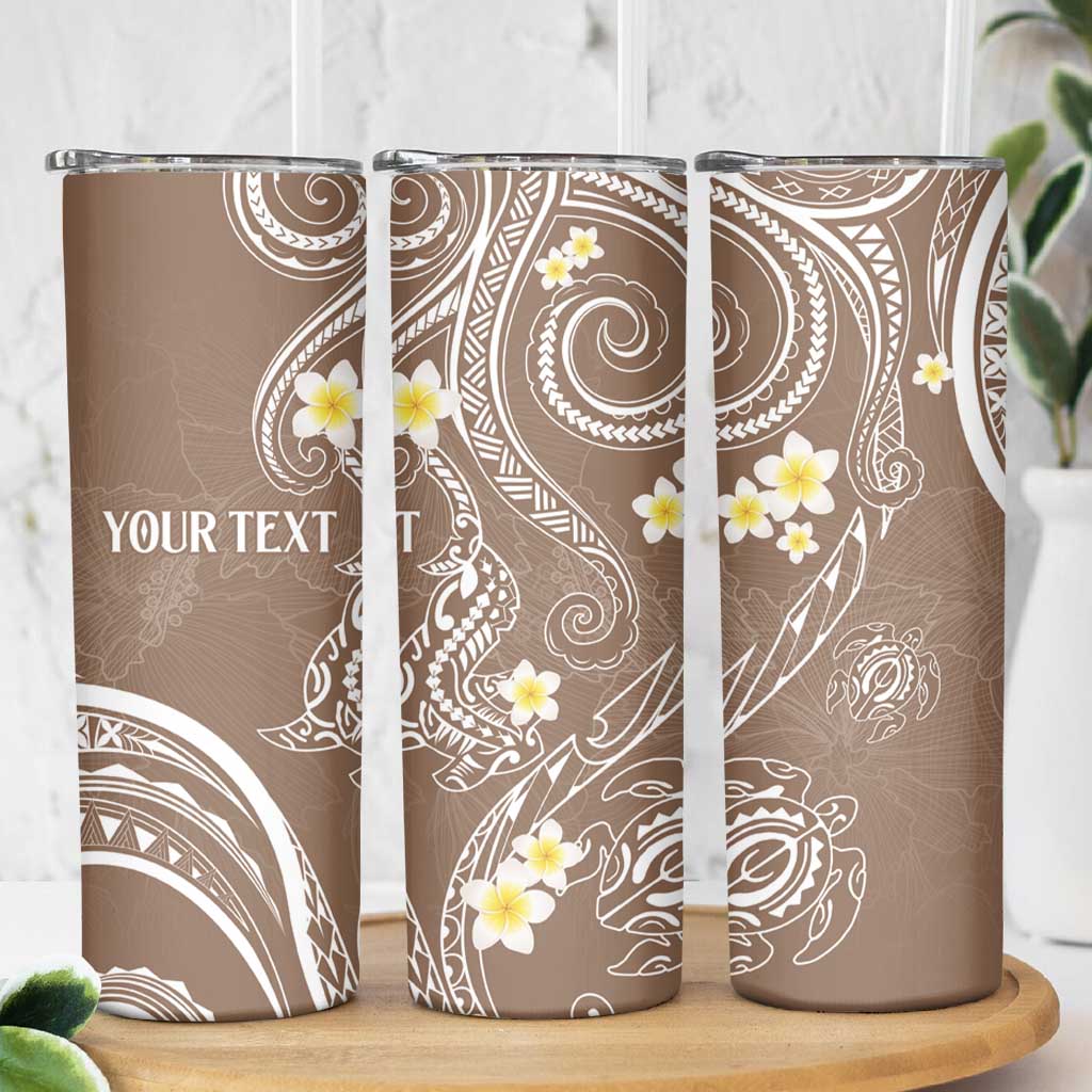 Polynesia Tribal Skinny Tumbler Mocha Plumeria Tentacles