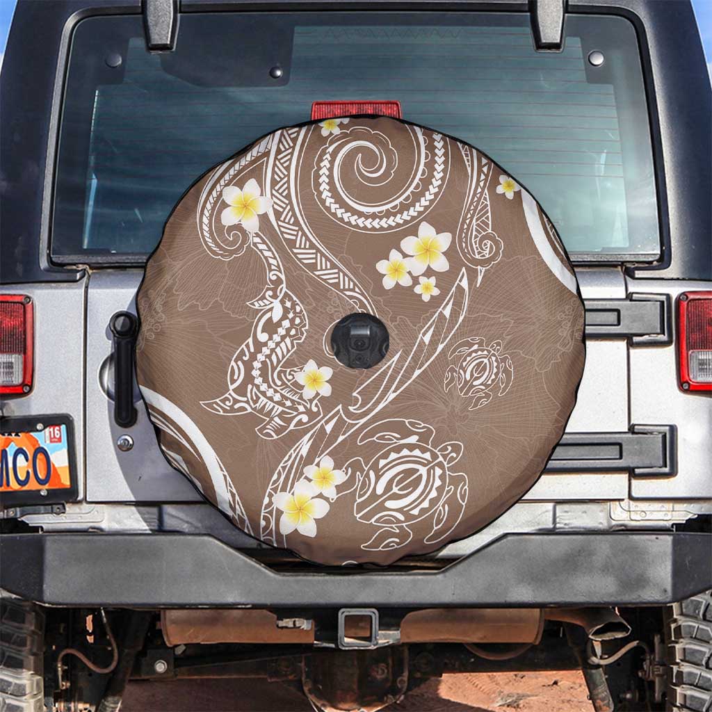 Polynesia Tribal Spare Tire Cover Mocha Plumeria Tentacles LT7 Mocha - Polynesian Pride