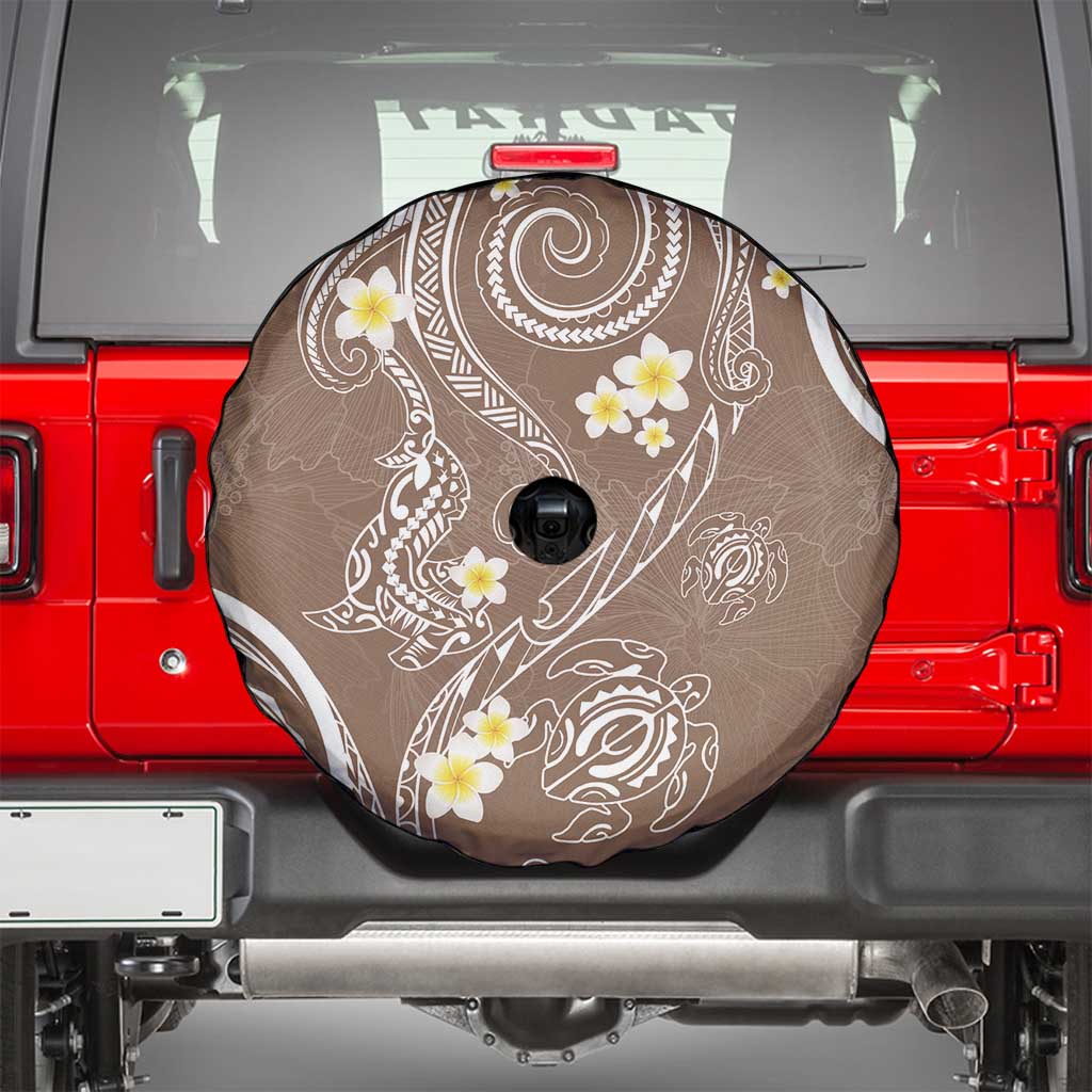 Polynesia Tribal Spare Tire Cover Mocha Plumeria Tentacles LT7 - Polynesian Pride