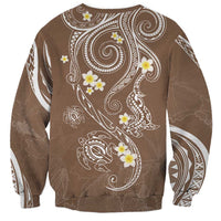 Polynesia Tribal Sweatshirt Mocha Plumeria Tentacles LT7 - Polynesian Pride