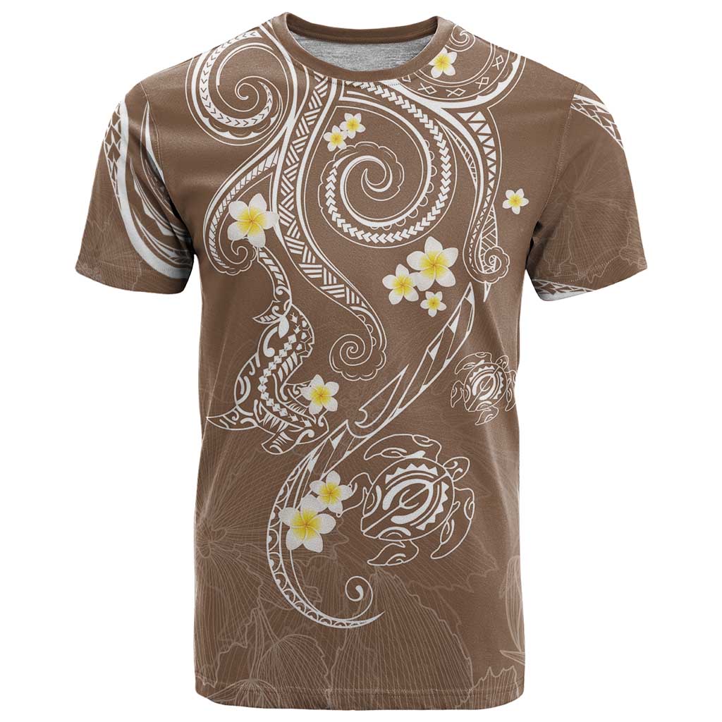 Polynesia Tribal T Shirt Mocha Plumeria Tentacles