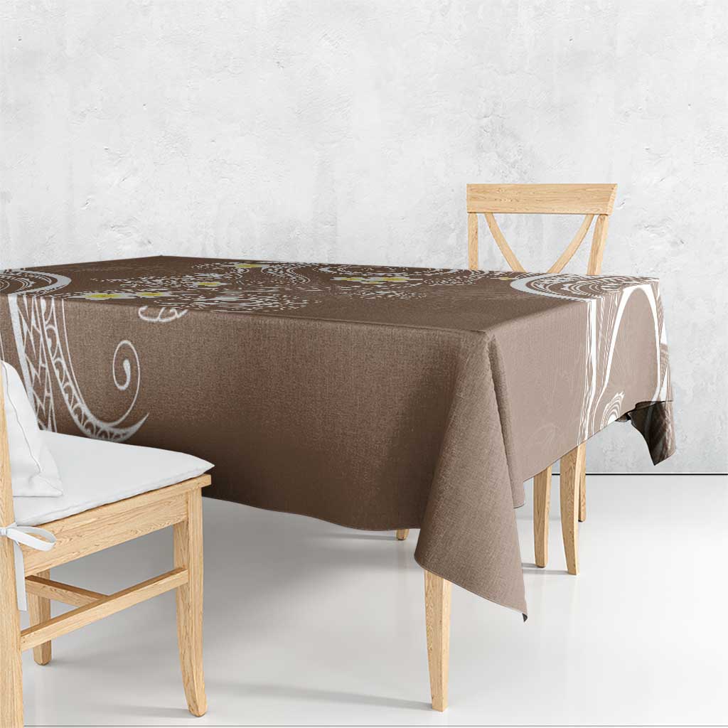 Polynesia Tribal Tablecloth Mocha Plumeria Tentacles LT7 - Polynesian Pride