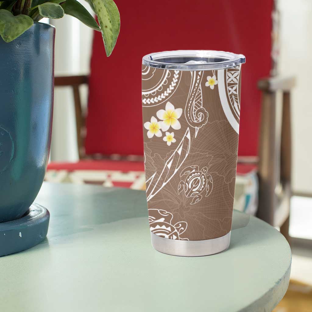 Polynesia Tribal Tumbler Cup Mocha Plumeria Tentacles LT7 - Polynesian Pride