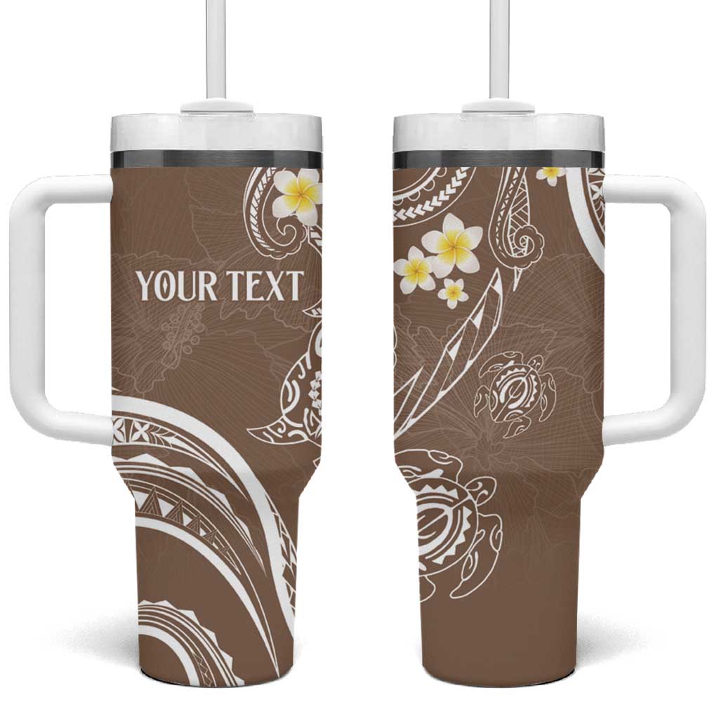 Polynesia Tribal Tumbler With Handle Mocha Plumeria Tentacles LT7 One Size: 40 oz Mocha - Polynesian Pride