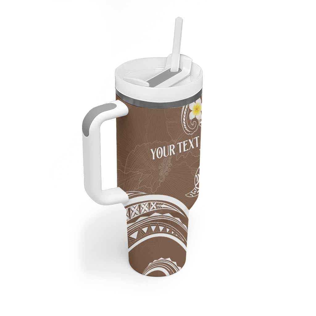 Polynesia Tribal Tumbler With Handle Mocha Plumeria Tentacles LT7 - Polynesian Pride