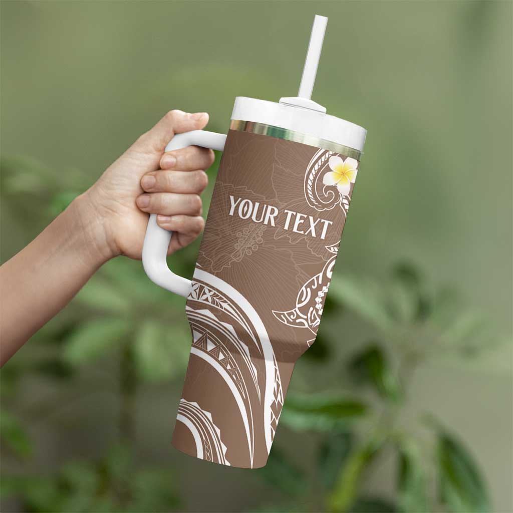 Polynesia Tribal Tumbler With Handle Mocha Plumeria Tentacles LT7 - Polynesian Pride
