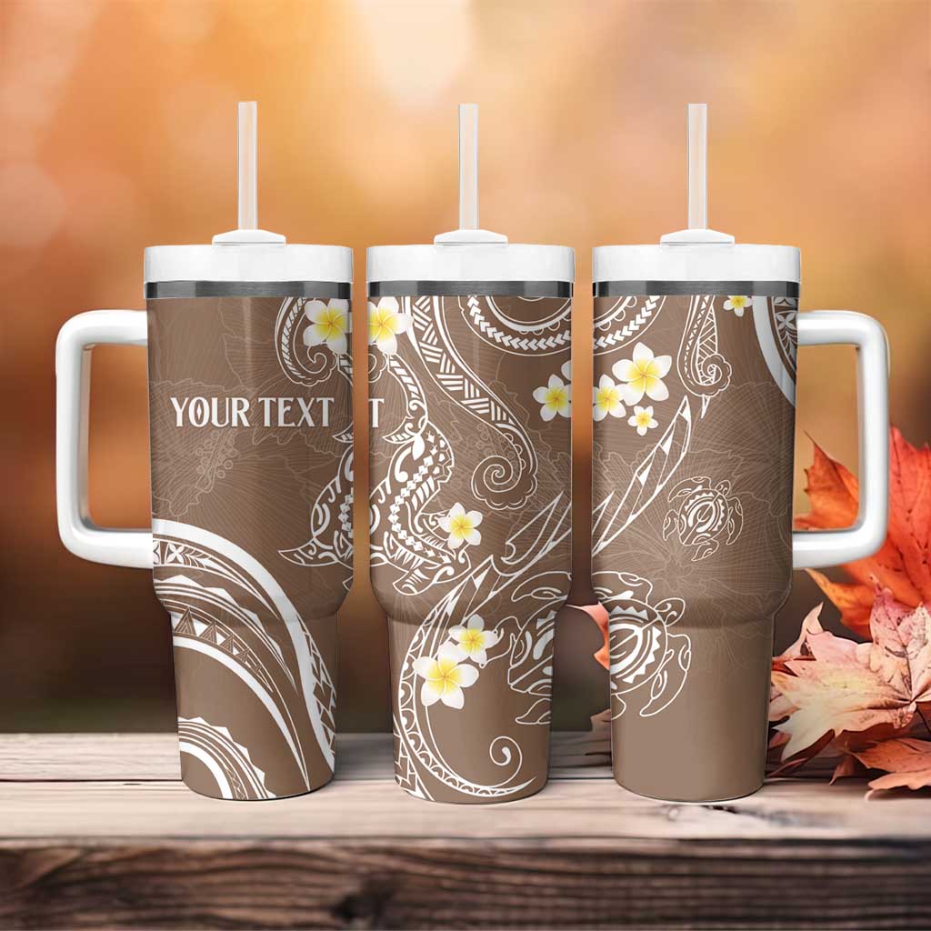 Polynesia Tribal Tumbler With Handle Mocha Plumeria Tentacles LT7 - Polynesian Pride