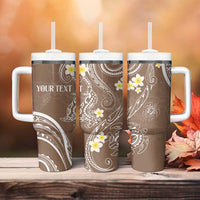 Polynesia Tribal Tumbler With Handle Mocha Plumeria Tentacles LT7 - Polynesian Pride