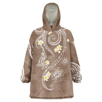 Polynesia Tribal Wearable Blanket Hoodie Mocha Plumeria Tentacles LT7 One Size Mocha - Polynesian Pride