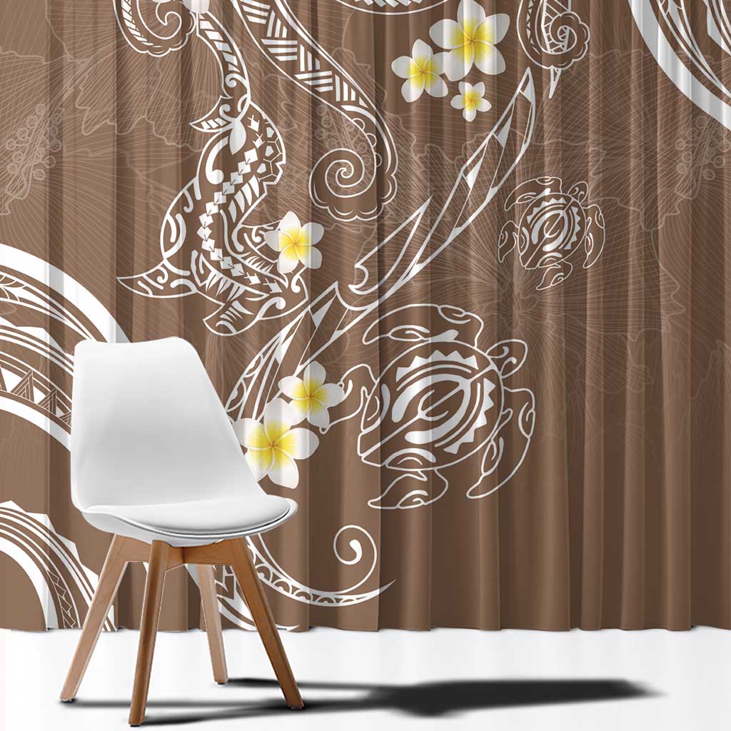 Polynesia Tribal Window Curtain Mocha Plumeria Tentacles LT7 - Polynesian Pride