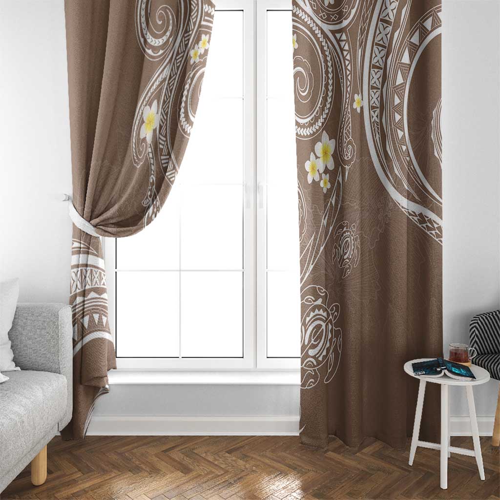 Polynesia Tribal Window Curtain Mocha Plumeria Tentacles LT7 - Polynesian Pride