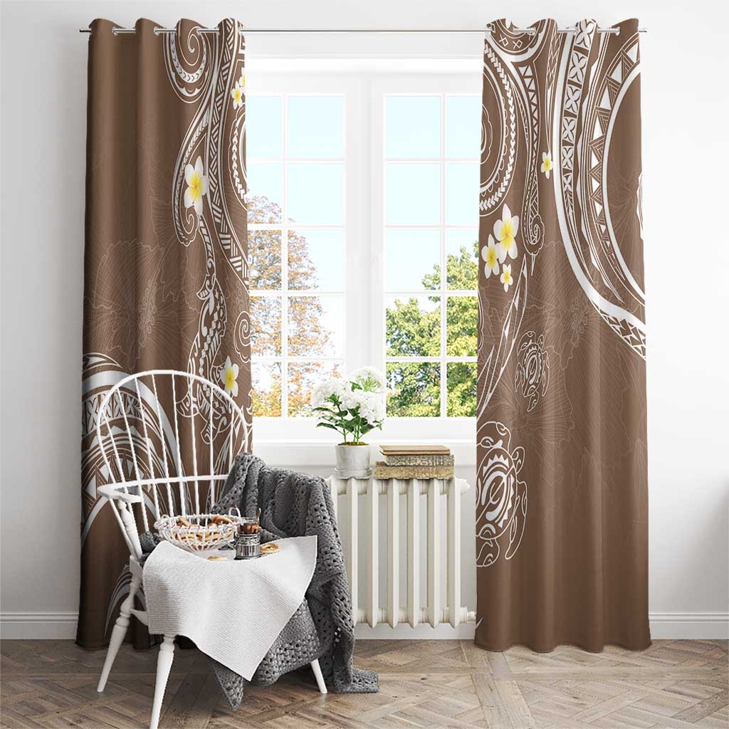 Polynesia Tribal Window Curtain Mocha Plumeria Tentacles LT7 - Polynesian Pride