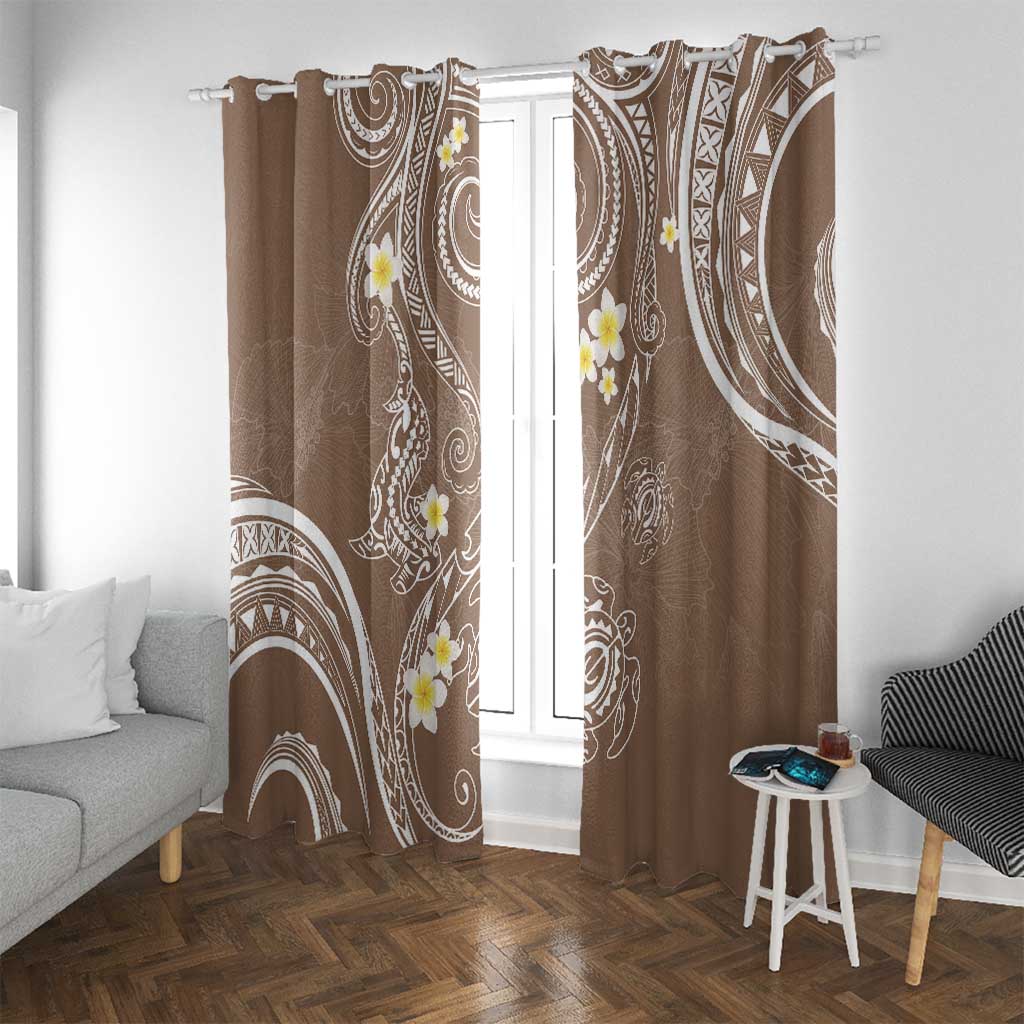Polynesia Tribal Window Curtain Mocha Plumeria Tentacles LT7 With Grommets Mocha - Polynesian Pride