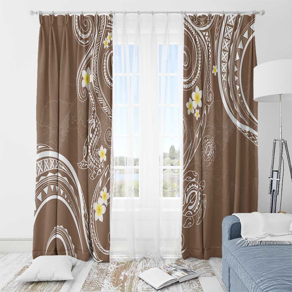 Polynesia Tribal Window Curtain Mocha Plumeria Tentacles LT7 - Polynesian Pride