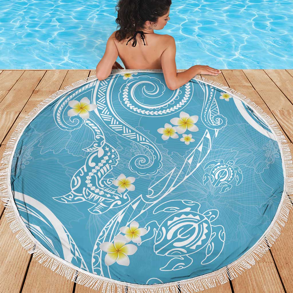 Polynesia Tribal Beach Blanket Turquoise Plumeria Tentacles LT7 - Polynesian Pride