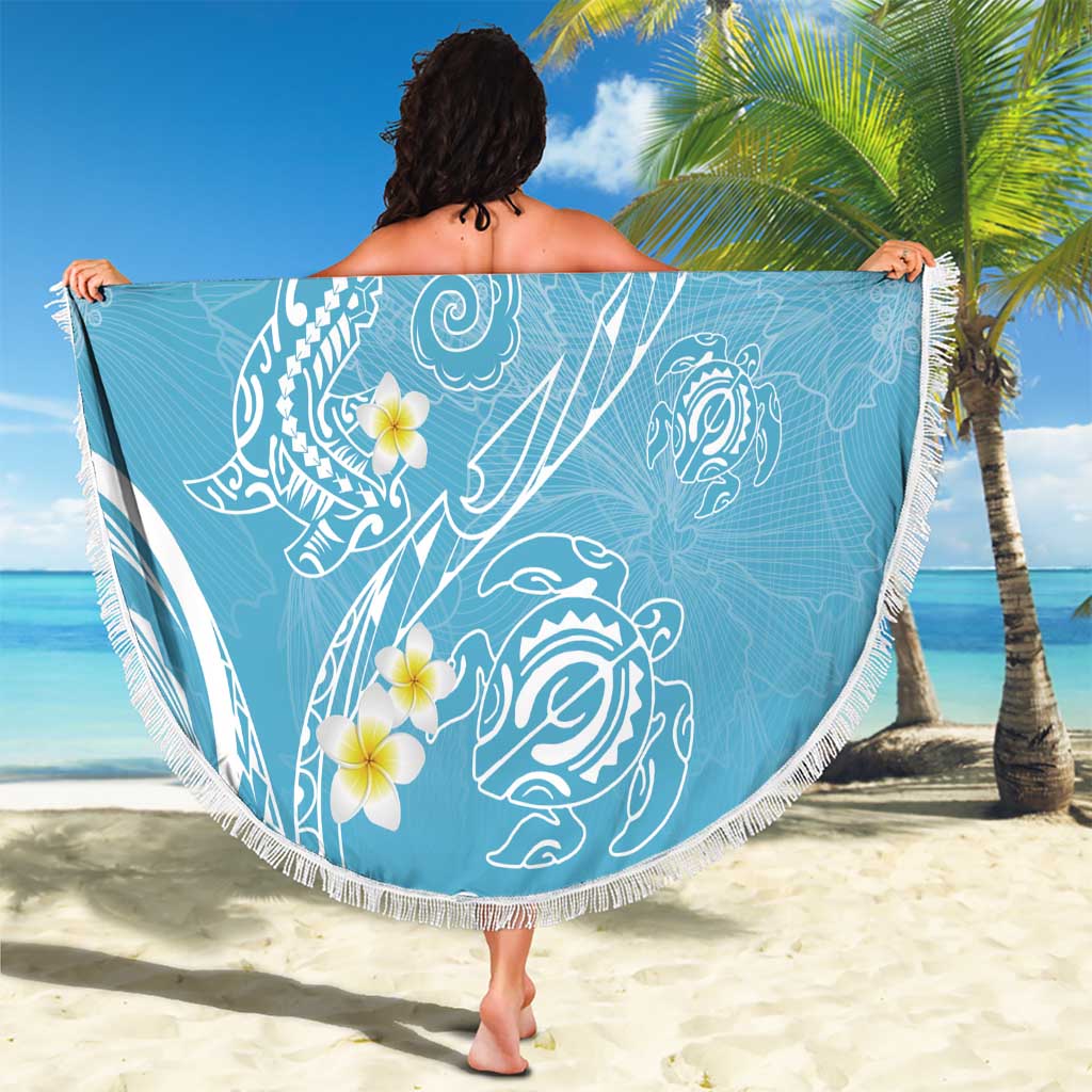 Polynesia Tribal Beach Blanket Turquoise Plumeria Tentacles LT7 - Polynesian Pride