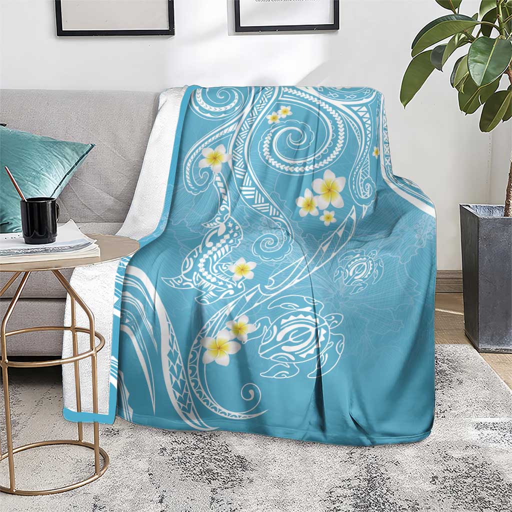 Polynesia Tribal Blanket Turquoise Plumeria Tentacles LT7 - Polynesian Pride