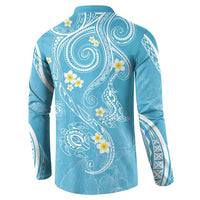 Polynesia Tribal Button Sweatshirt Turquoise Plumeria Tentacles LT7 - Polynesian Pride