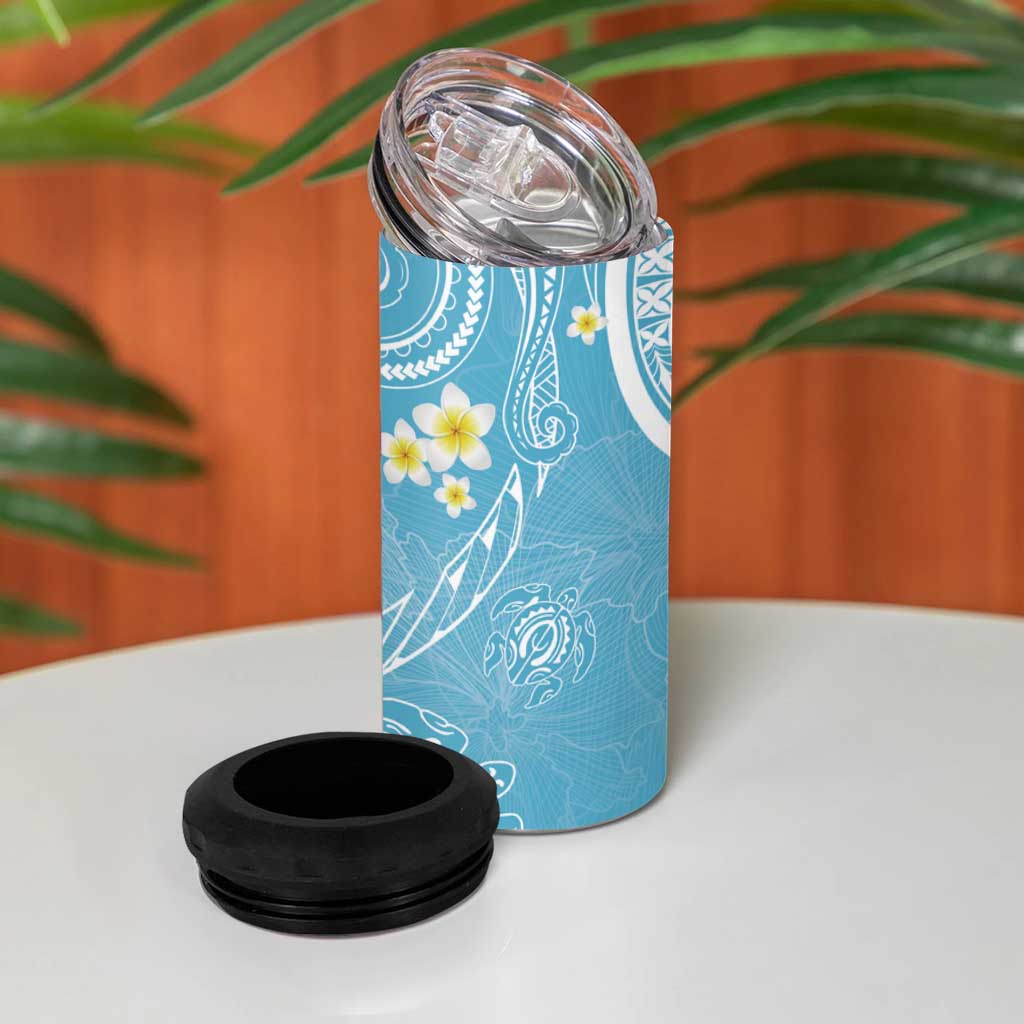 Polynesia Tribal 4 in 1 Can Cooler Tumbler Turquoise Plumeria Tentacles LT7 - Polynesian Pride