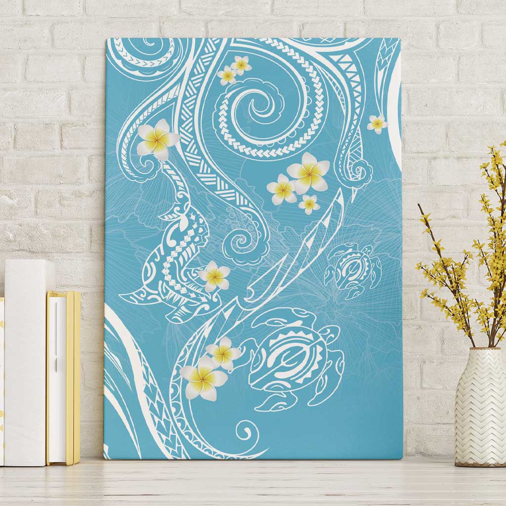 Polynesia Tribal Canvas Wall Art Turquoise Plumeria Tentacles LT7 Without Frame Turquoise - Polynesian Pride