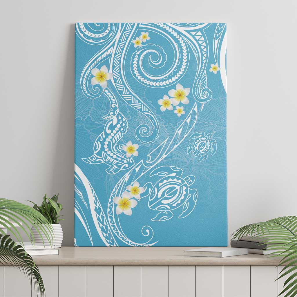 Polynesia Tribal Canvas Wall Art Turquoise Plumeria Tentacles LT7 - Polynesian Pride