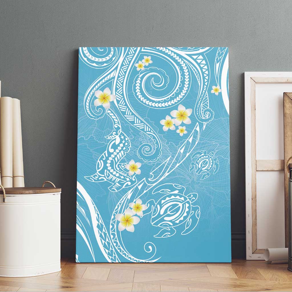 Polynesia Tribal Canvas Wall Art Turquoise Plumeria Tentacles LT7 - Polynesian Pride