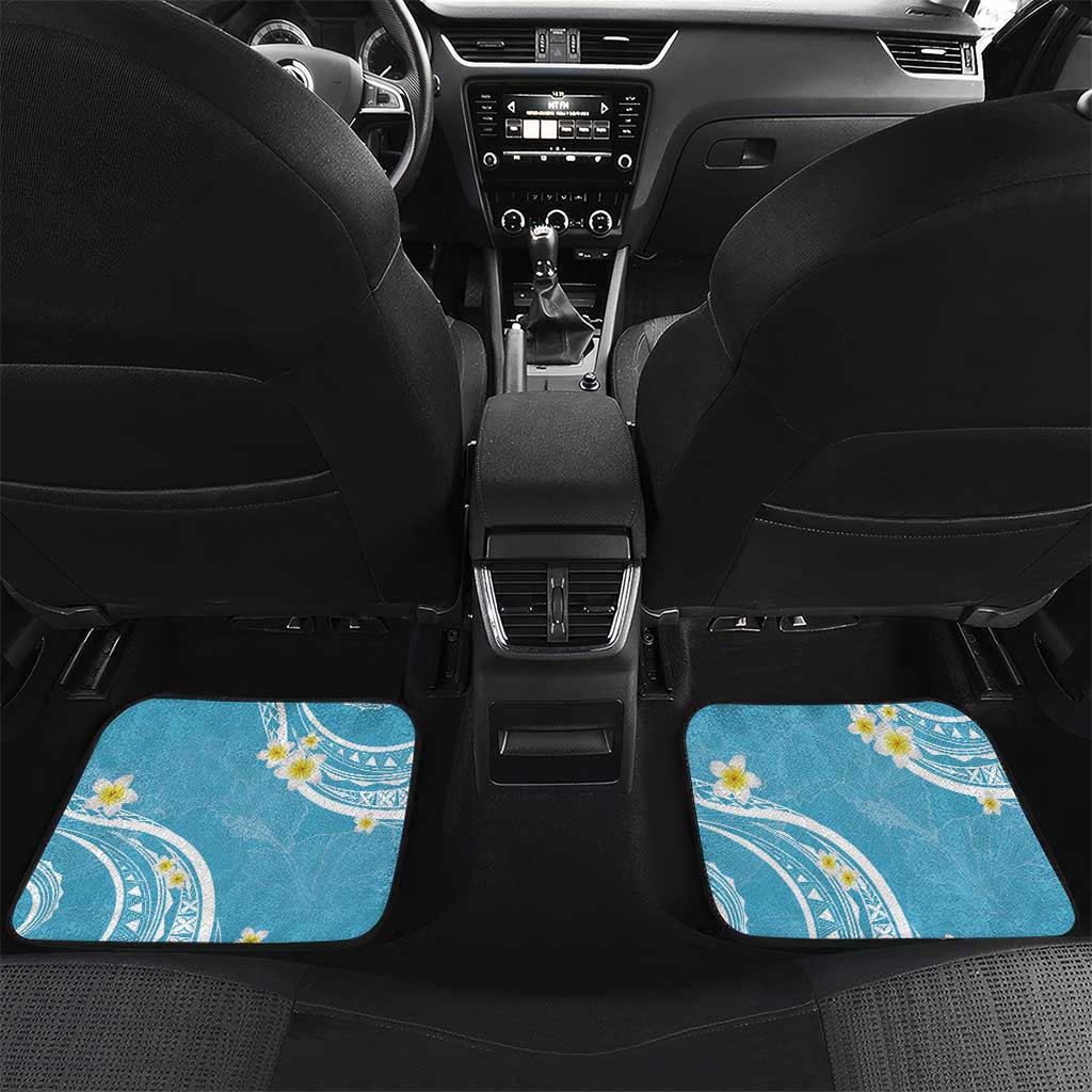 Polynesia Tribal Car Mats Turquoise Plumeria Tentacles LT7 Set 2pcs - Back Turquoise - Polynesian Pride