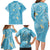 Polynesia Tribal Family Matching Long Sleeve Bodycon Dress and Hawaiian Shirt Turquoise Plumeria Tentacles