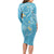 Polynesia Tribal Family Matching Long Sleeve Bodycon Dress and Hawaiian Shirt Turquoise Plumeria Tentacles