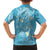 Polynesia Tribal Family Matching Off Shoulder Maxi Dress and Hawaiian Shirt Turquoise Plumeria Tentacles