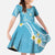 Polynesia Tribal Family Matching Off Shoulder Maxi Dress and Hawaiian Shirt Turquoise Plumeria Tentacles