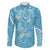 Polynesia Tribal Family Matching Off Shoulder Maxi Dress and Hawaiian Shirt Turquoise Plumeria Tentacles
