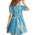 Polynesia Tribal Family Matching Summer Maxi Dress and Hawaiian Shirt Turquoise Plumeria Tentacles