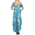 Polynesia Tribal Family Matching Summer Maxi Dress and Hawaiian Shirt Turquoise Plumeria Tentacles