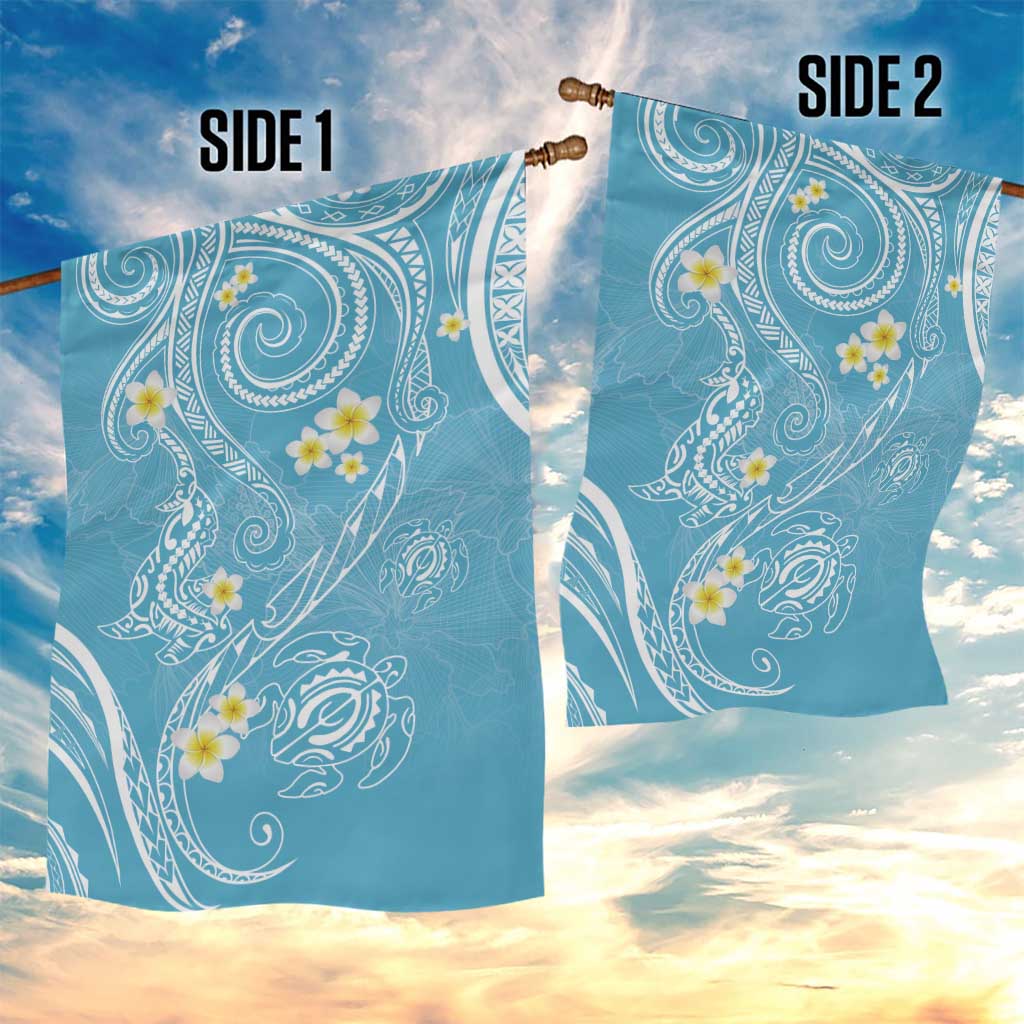 Polynesia Tribal Garden Flag Turquoise Plumeria Tentacles LT7 - Polynesian Pride