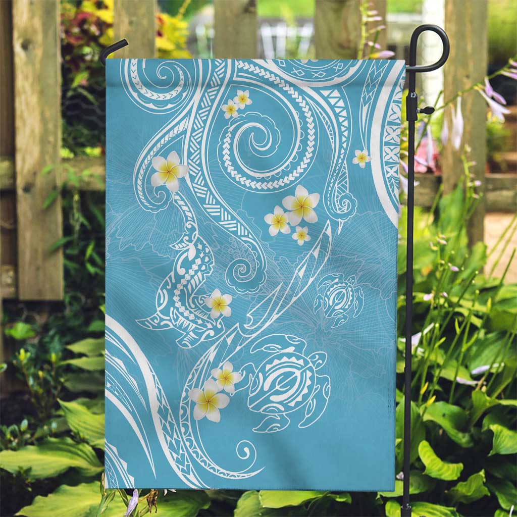 Polynesia Tribal Garden Flag Turquoise Plumeria Tentacles LT7 Garden Flag Turquoise - Polynesian Pride