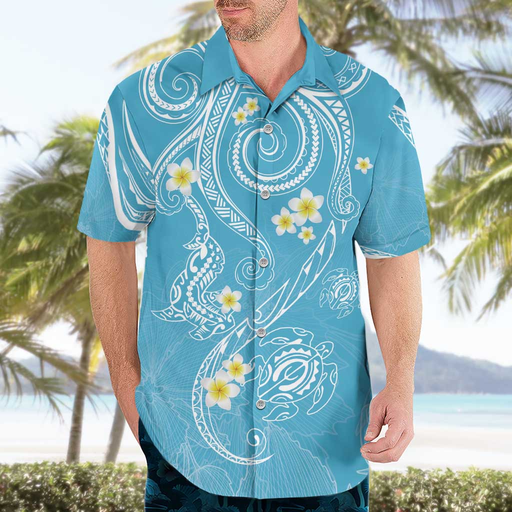 Polynesia Tribal Hawaiian Shirt Turquoise Plumeria Tentacles LT7 - Polynesian Pride