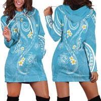Polynesia Tribal Hoodie Dress Turquoise Plumeria Tentacles LT7 - Polynesian Pride