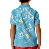 Polynesia Tribal Kid Polo Shirt Turquoise Plumeria Tentacles