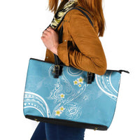 Polynesia Tribal Leather Tote Bag Turquoise Plumeria Tentacles LT7 Turquoise - Polynesian Pride