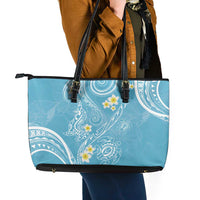 Polynesia Tribal Leather Tote Bag Turquoise Plumeria Tentacles LT7 - Polynesian Pride