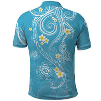 Polynesia Tribal Polo Shirt Turquoise Plumeria Tentacles