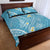 Polynesia Tribal Quilt Bed Set Turquoise Plumeria Tentacles