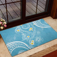 Polynesia Tribal Rubber Doormat Turquoise Plumeria Tentacles LT7 - Polynesian Pride