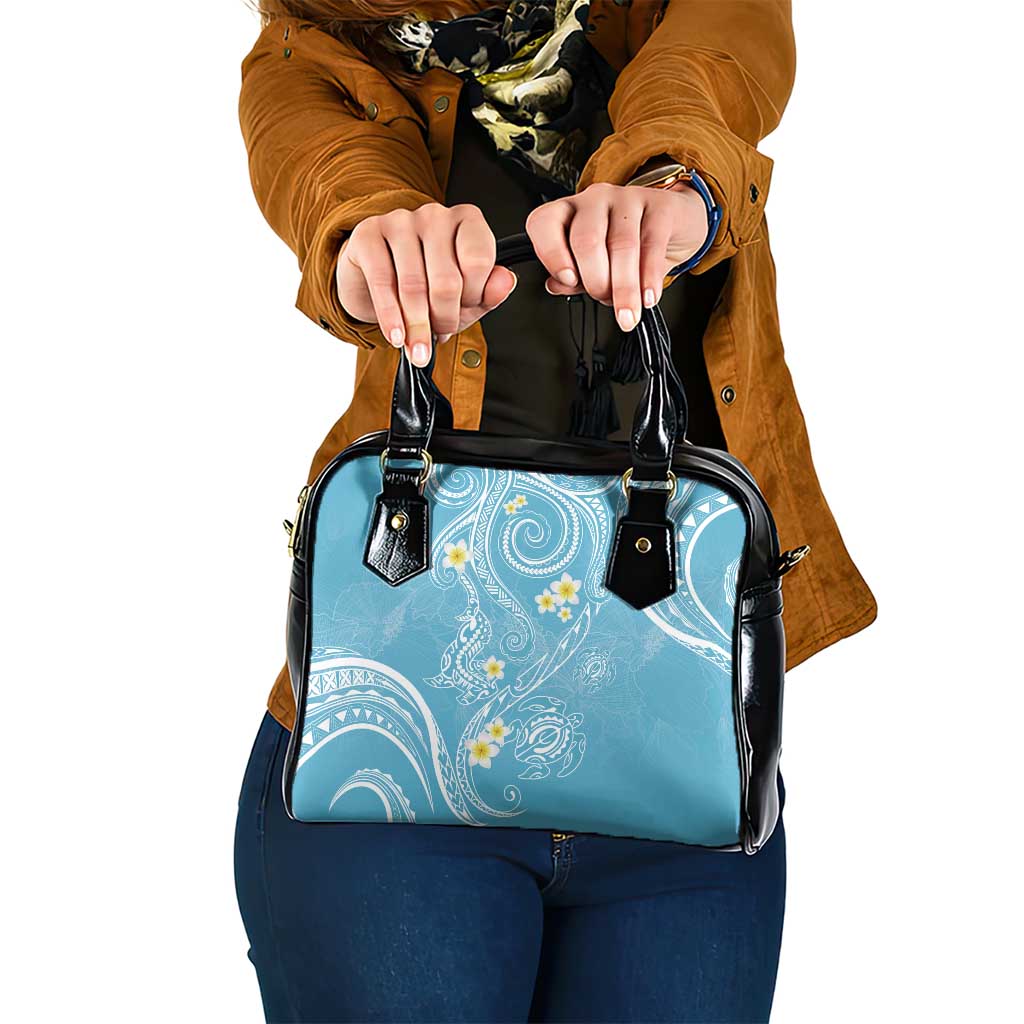Polynesia Tribal Shoulder Handbag Turquoise Plumeria Tentacles