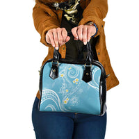Polynesia Tribal Shoulder Handbag Turquoise Plumeria Tentacles