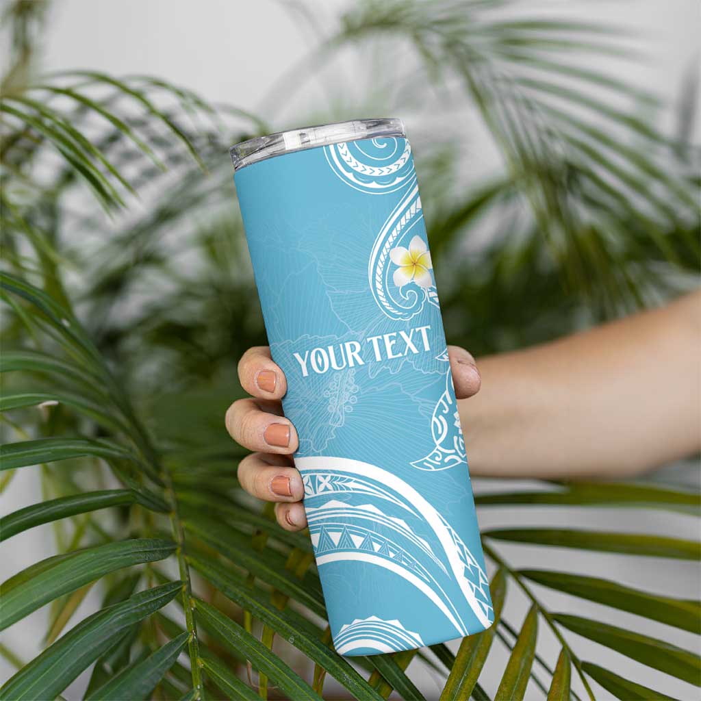 Polynesia Tribal Skinny Tumbler Turquoise Plumeria Tentacles